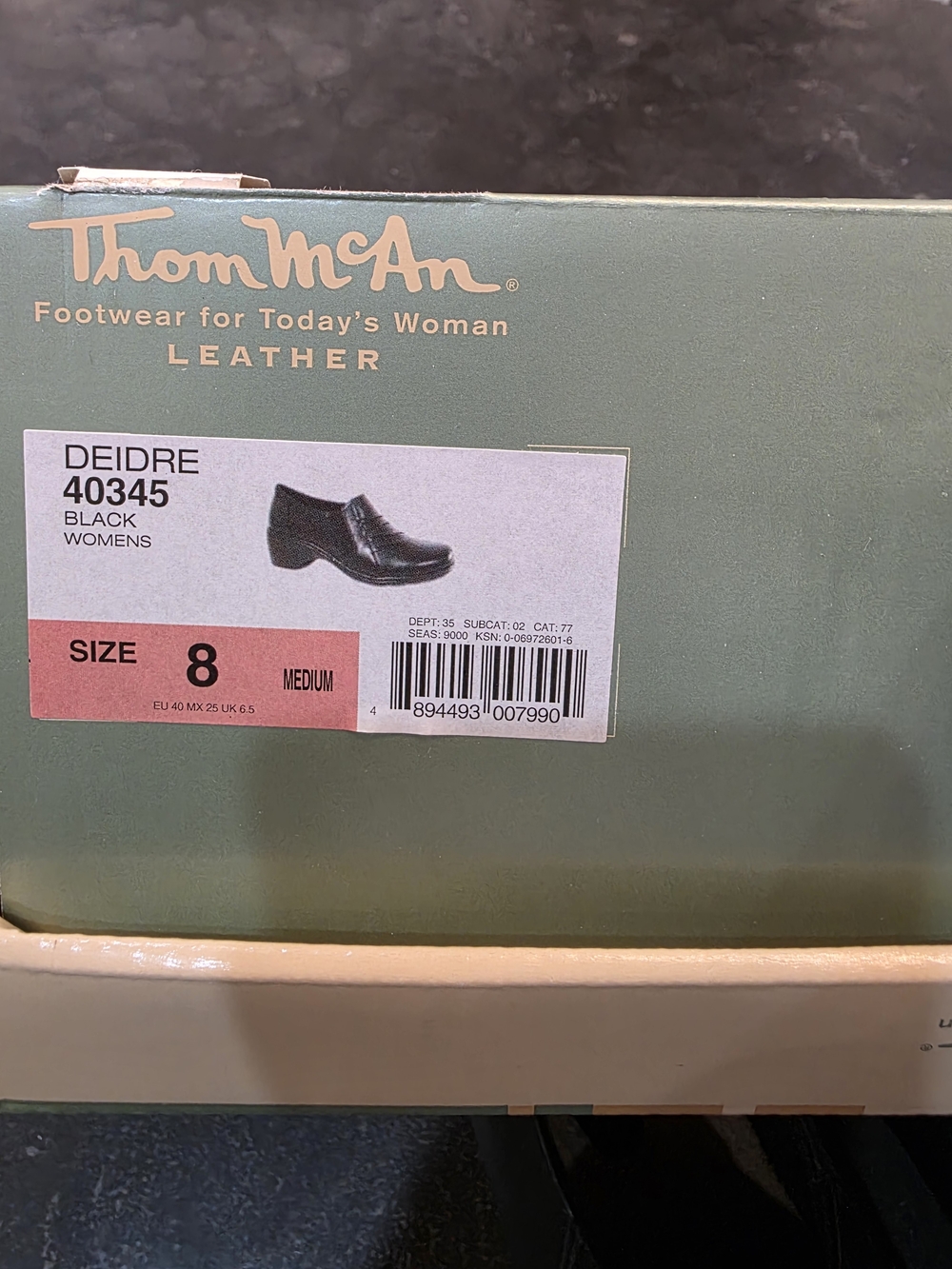 NIB Thom McAn Deidre Black Leather Women's Slip-On Heels